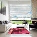 Machine Washable Transitional Crimson Red Rug in a Kitchen, wshpat2765org