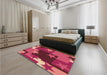 Patterned Crimson Red Rug in a Bedroom, pat2765org