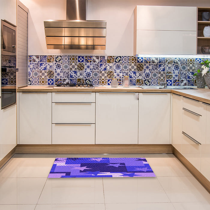 Patterned Purple Daffodil Purple Rug in a Kitchen, pat2765pur