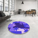 Round Patterned Purple Daffodil Purple Rug in a Office, pat2765pur