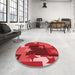 Round Patterned Red Rug in a Office, pat2765rd