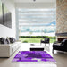 Square Patterned Dark Violet Purple Novelty Rug in a Living Room, pat2765