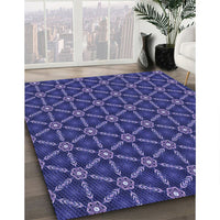 Patterned Denim Dark Blue Rug, pat2766blu