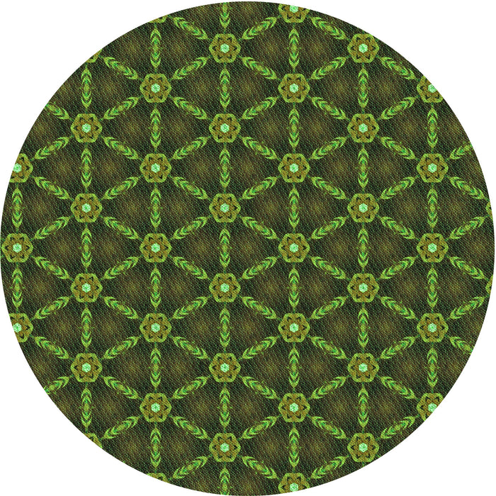 Square Machine Washable Transitional Dark Lime Green Rug in a Living Room, wshpat2766grn