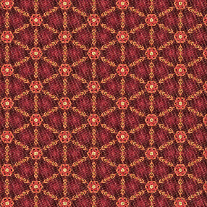 Round Patterned Red Rug, pat2766org
