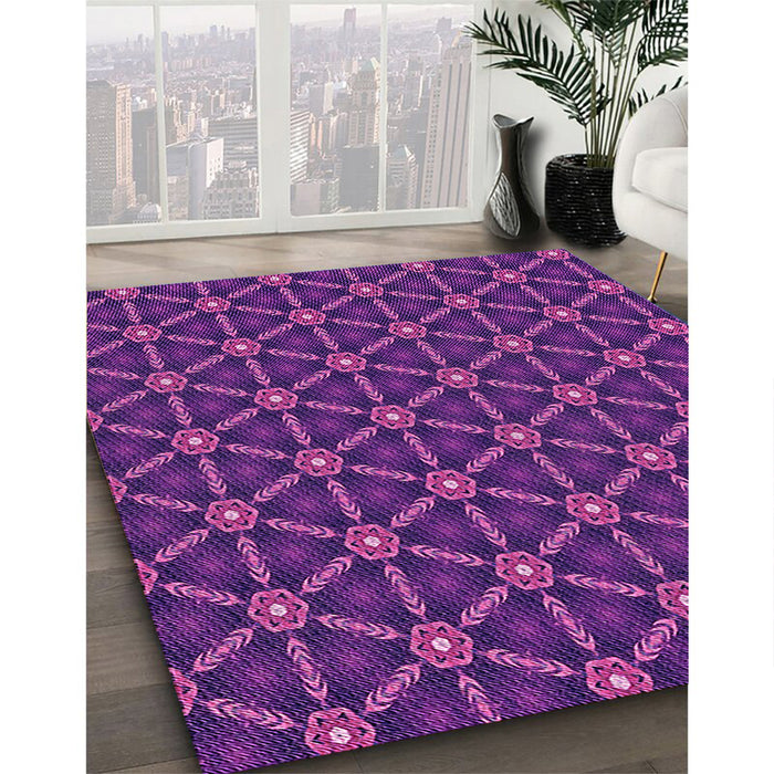 Patterned Dark Magenta Purple Rug in Family Room, pat2766pur