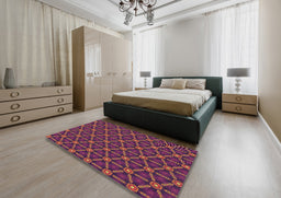 Patterned Plum Purple Novelty Rug in a Bedroom, pat2766