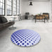 Round Patterned Lavender Blue Rug in a Office, pat2767blu