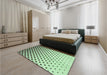 Patterned Hazel Green Rug in a Bedroom, pat2767grn