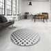 Round Patterned Platinum Gray Rug in a Office, pat2767gry