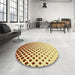 Round Patterned Red Rug in a Office, pat2767yw