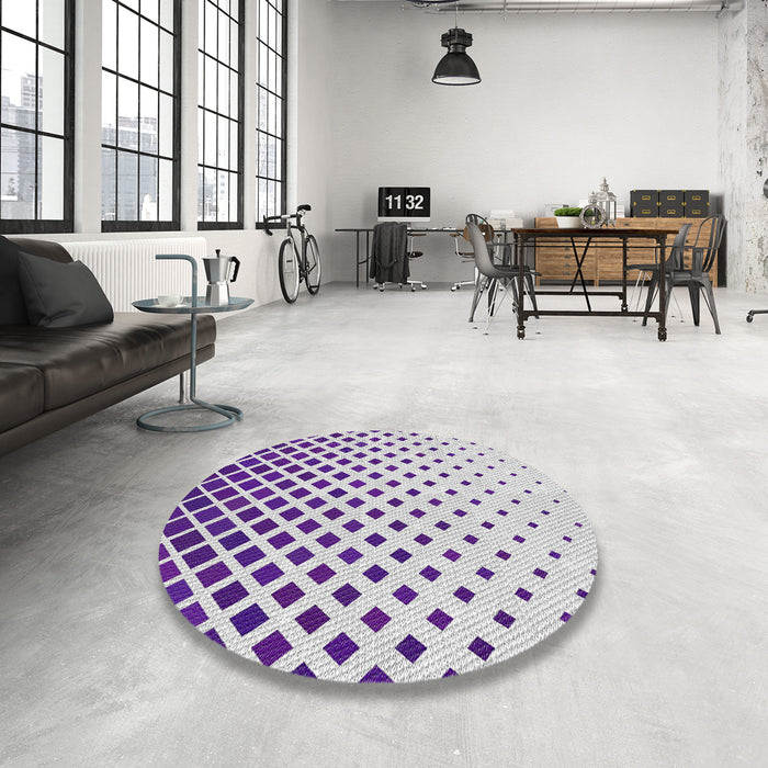 Round Patterned Purple Violet Purple Novelty Rug in a Office, pat2767