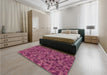 Patterned Burnt Pink Rug in a Bedroom, pat2768brn