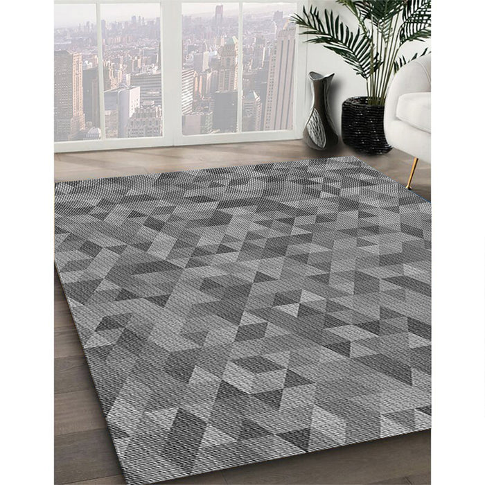 Machine Washable Transitional Carbon Gray Rug in a Family Room, wshpat2768gry