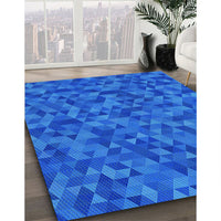 Patterned Neon Blue Rug, pat2768lblu