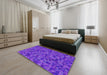 Machine Washable Transitional Purple Daffodil Purple Rug in a Bedroom, wshpat2768