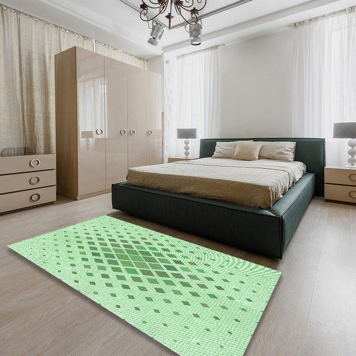 Patterned Mint Green Rug in a Bedroom, pat2769grn