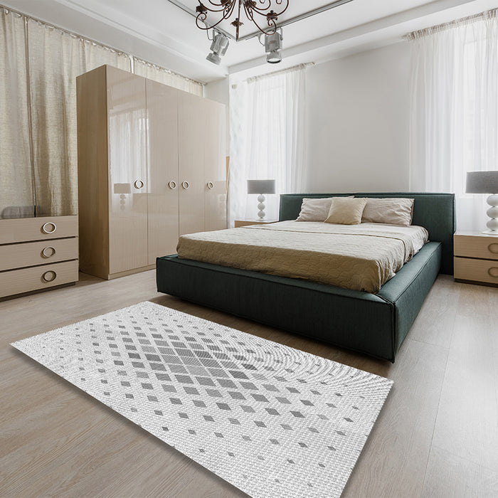 Patterned Platinum Gray Rug in a Bedroom, pat2769gry