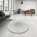 Round Patterned Platinum Gray Rug in a Office, pat2769gry