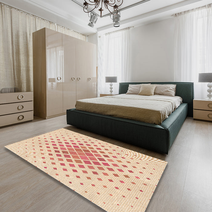 Patterned Navajo White Gold Rug in a Bedroom, pat2769org