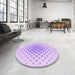 Round Patterned Purple Rug in a Office, pat2769pur