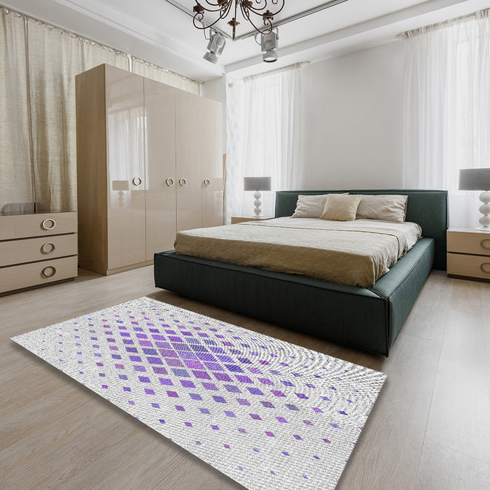 Patterned Lavender Purple Novelty Rug in a Bedroom, pat2769