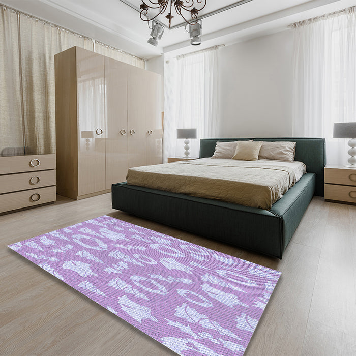 Patterned Purple Rug in a Bedroom, pat277blu