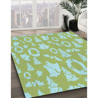 Patterned Pale Green Rug, pat277lblu