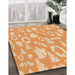 Patterned Neon Orange Rug in Family Room, pat277org