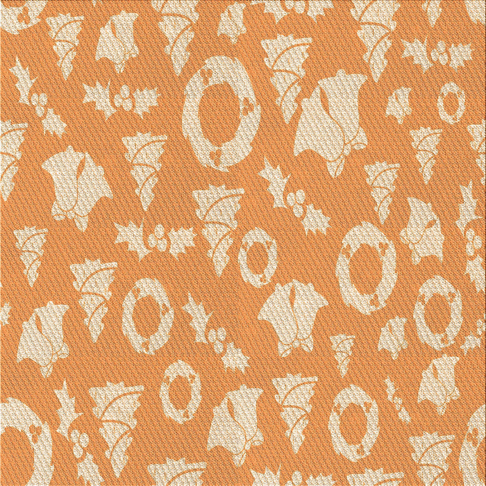 Round Patterned Neon Orange Rug, pat277org