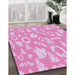 Patterned Neon Pink Rug in Family Room, pat277pur