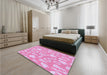 Round Machine Washable Transitional Neon Pink Rug in a Office, wshpat277pur