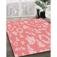 Patterned Pastel Pink Rug, pat277rd