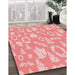 Patterned Pastel Pink Rug in Family Room, pat277rd