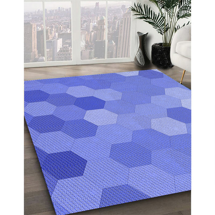 Patterned Sky Blue Rug in Family Room, pat2770blu