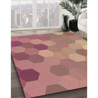 Patterned Cherry Red Rug, pat2770brn