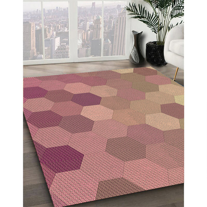 Machine Washable Transitional Cherry Red Rug in a Family Room, wshpat2770brn