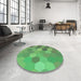 Round Patterned Green Rug in a Office, pat2770grn