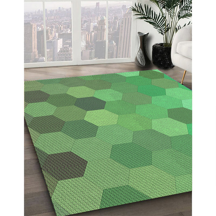 Machine Washable Transitional Green Rug in a Family Room, wshpat2770grn