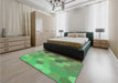 Patterned Green Rug in a Bedroom, pat2770grn