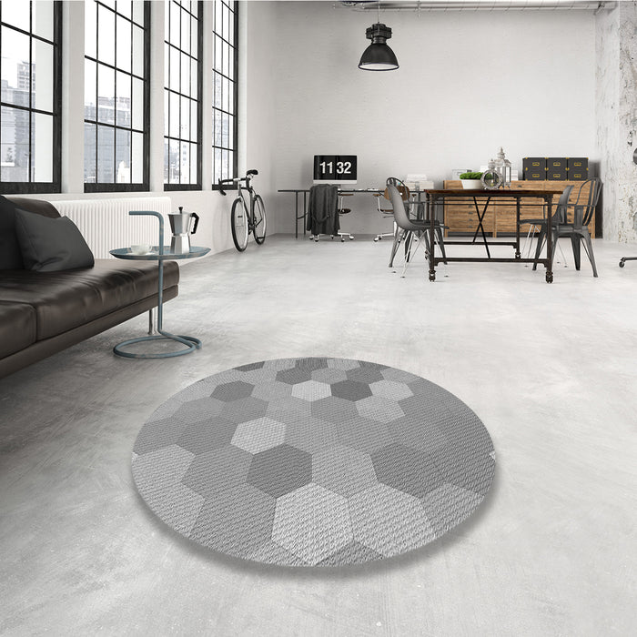 Round Patterned Cloud Gray Rug in a Office, pat2770gry