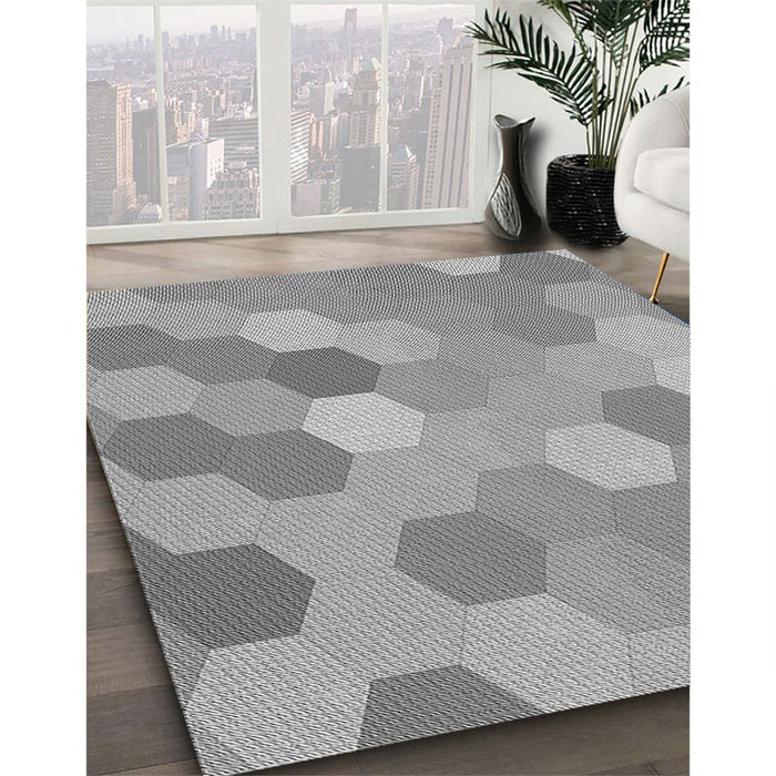 Patterned Cloud Gray Rug in Family Room, pat2770gry