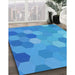 Machine Washable Transitional Neon Blue Rug in a Family Room, wshpat2770lblu