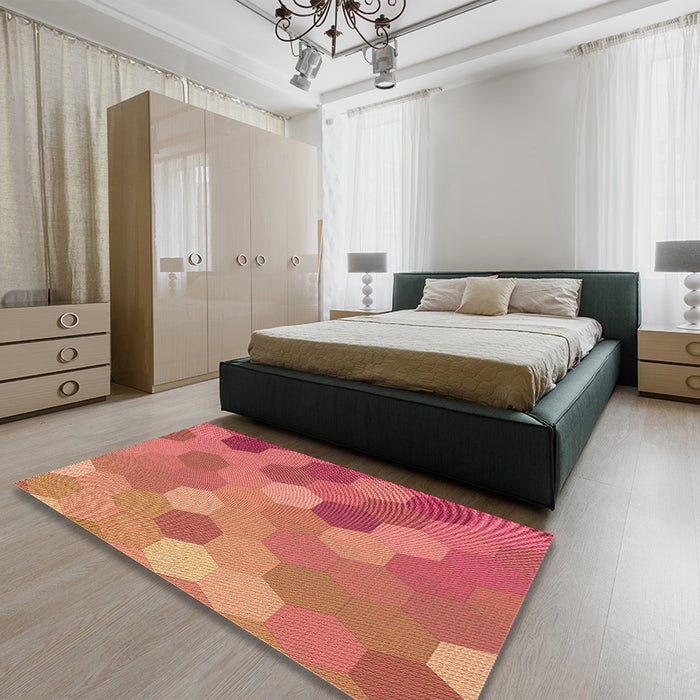 Patterned Orange Rug in a Bedroom, pat2770org