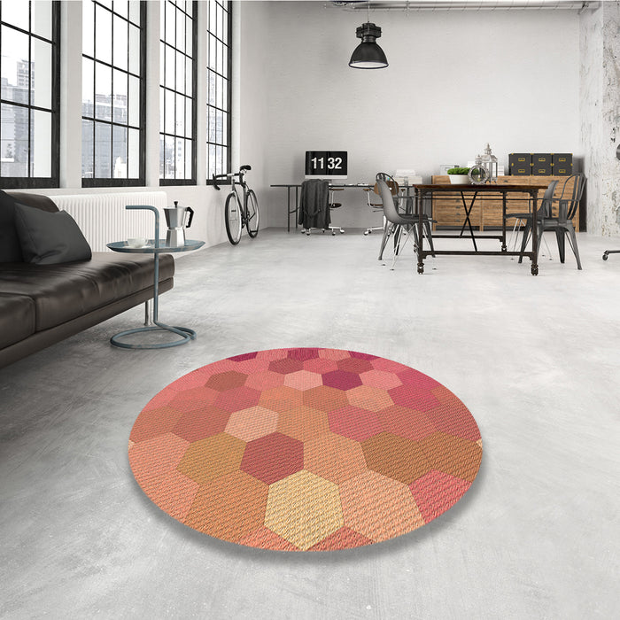 Round Patterned Orange Rug in a Office, pat2770org