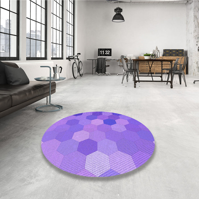 Round Patterned Purple Rug in a Office, pat2770pur