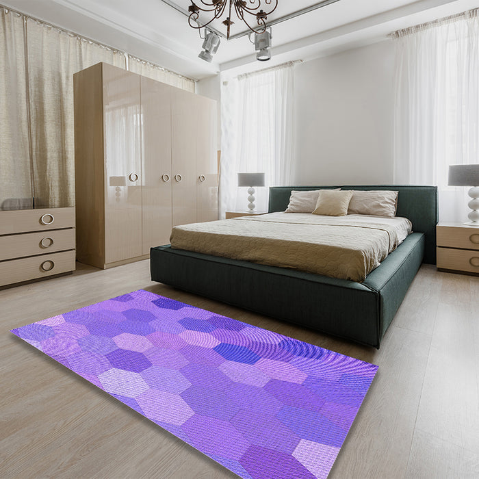 Patterned Purple Rug in a Bedroom, pat2770pur