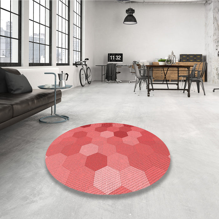 Round Patterned Red Rug in a Office, pat2770rd