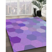 Patterned Bright Lilac Purple Modern Rug, pat2770