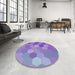 Round Patterned Bright Lilac Purple Modern Rug in a Office, pat2770